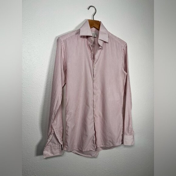 Reiss Light red and white Striped button down Dress Shirt size extra small - Picture 2 of 6